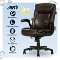 thumbnail image 3 of Serta Air Lumbar Bonded Leather Manager Office Chair, Brown Faux Leather, 3 of 8