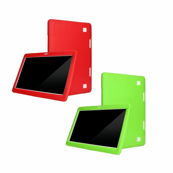 GJX 2 Pack 10 Inch 10.1 Inch Android Tablet Case Universal Silicone PC Cover Case Full Body Shockproof Silicone Tablet Cover (Red   Green)
