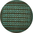 thumbnail image 1 of Ahgly Company Machine Washable Indoor Round Abstract Turquoise Blue Contemporary Area Rugs, 3' Round, 1 of 4