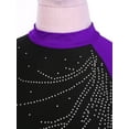 thumbnail image 4 of Haitryli Womens Shiny Metallic Dance Leotard Mock Neck Bodysuit Sparkle Rhinestone Gymnastics Unitard Purple M, 4 of 7