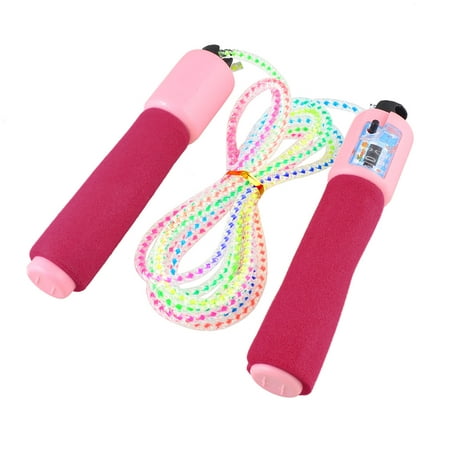 Unique Bargains 8.2 Ft Pink Red Handles Fitness Sport Digital Jump Rope Skipping Rope w (Best Jump Rope With Counter)
