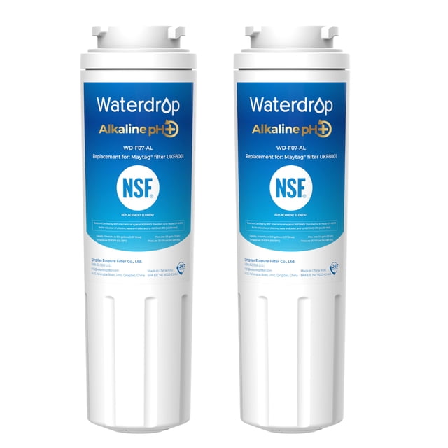 Filtro de agua alcalino Waterdrop UKF8001 para refrigerador, paquete de 2