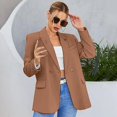 thumbnail image 2 of Siilsaa Women Blazers & Jackets Ruched Blazers Lightweight Slim Fit Suits with Padded Shoulder for Business Casual Brown,5XL, 2 of 5