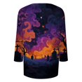 thumbnail image 7 of Halloween Tops for Women Skull Ghost 3/4 Sleeve Horror Blouses Bone Pumpkin Crew Neck Funny Shirts, L, 7 of 7