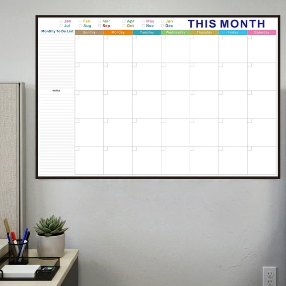 CASAVYNE Undated Dry Erase Calendar Reusable Monthly Planner Organizer with To Do List and Notes Section for Home Office School Wall