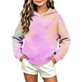 thumbnail image 6 of Girls Pullover Hoodies Girls Tie-Dye Hoodie Pullover No-Drawstring Long Sleeve Relaxed Fit Casual Sweatshirt with Kangaroo Pocket for Fall Winter School Daily Wear (Ages 3-14 Years, 6 of 6