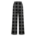 thumbnail image 4 of USNSM Women's Pajama Pants Trendy Plaid Print Stretch Comfy Lounge Pants Drawstring Sleep Straight Trousers with Pockets Gray M, 4 of 4