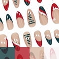 thumbnail image 2 of Christmas Press on Nails 24Pcs, Red Green Gold Glitter French Spooky Fake Nails Set, Reusable False Nails for Holiday Party Daily Wear Women Girls, Christmas Nail Art, 2 of 7