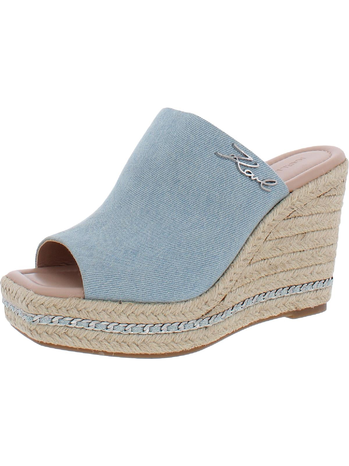 Karl Lagerfeld Paris Womens Corissa Leather Slides Wedge Sandals