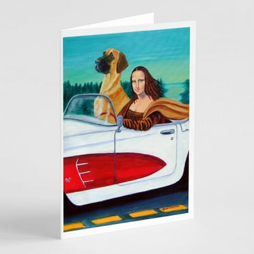 Caroline's Treasures Great Dane with Mona Lisa Greeting Cards with Envelopes, 5" x 7" (8 Count)