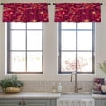 thumbnail image 3 of LALILO Kitchen Curtain Valance Red Doodle Floral Ornament And Rod Pocket Window Curtain 52"x 18" Set of 2, 3 of 5