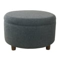 thumbnail image 4 of HomePop Ottomane de Rangement Ronde Transitionnelle en Tissu, Grand Format, Bleu Marine Texturé, 4 of 11