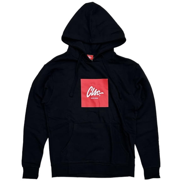 CLSC Life Streetwear Clothing Men's Box Logo Graphic Fleece Hoodie Sweatshirt (Medium, Black)