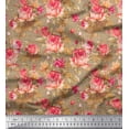 thumbnail image 1 of Soimoi Viscose Chiffon Fabric Check,Leaves & Rose Floral Print Fabric by Yard 42 Inch Wide, 1 of 3