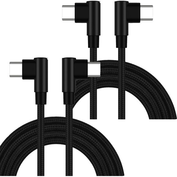 Cable de transferencia Tipo C 60W VentDepot Fusion Black 2LL 2Pzas 2m USB-C Recto a 90° Negro