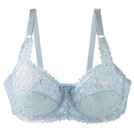 Crunowin Women s Lace Bra  Transparent Sexy Plus Size Breathable Lingerie Everyday Underwear Light Blue XXXXL
