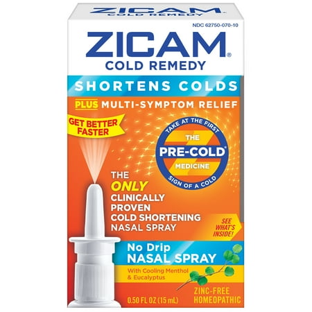 Zicam Fast Acting Common Cold, Flu, and Allergy Relief Remedy All Natural Saline Solution, Multi-Symptom Relief, No Drip Nasal Spray Medicine