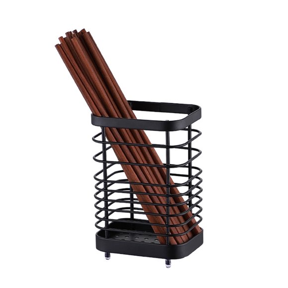 Xiao Hua Porte-Couverts en Acier Inoxydable, Boîte de Rangement de Comptoir pour Couteaux, Fourchettes et Cuillères, Boîte de Rangement pour Cuisine Domestique, Noir 3.94 * 2.95 * 5.9 Pouces, 1 Pce