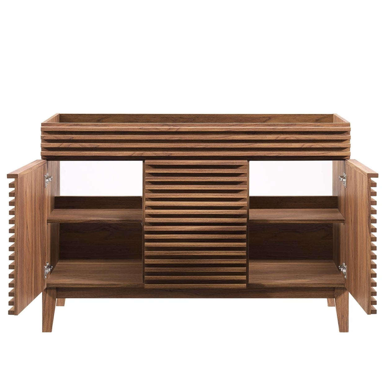 Render 48" Double Sink Compatible (Not Included) Bathroom Vanity Cabinet in Walnut