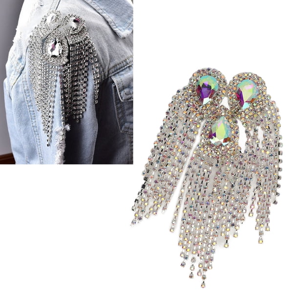 TOPINCN Charretera De Hombro Con Borla De Diamantes De Imitación, Diseño único De Borla, Broche Con Cadena De Púas Para Hombro Con aleación Para Hombre Y Mujer