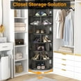 thumbnail image 3 of 7-Tier Spinning Shoe Rack Tower, Homieasy 360 Revolving Shoe Rack Organizer for Closet, Display Lazy Susan ,Storage Carousel, Vertical MDF Handbag Rotate Shoes Closet Organization,Gray Oak, 3 of 9