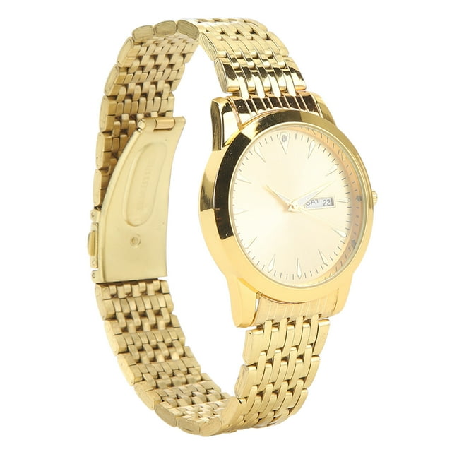 Quartz Mens Watch, Dual Date Stylish Classic Quartz Stainless Steel Commercial Dress Watch