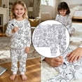thumbnail image 5 of Yuncity Girls Pajamas Set Fall Crew Neck Long Sleeve Top Pajama Pants For Kids Cozy Loungewear Soft Nightwear Cozy Comfortable Jammies Size 2-3 Years, 5 of 9