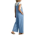 thumbnail image 6 of ClodeEU Women's Sleeveless Wide Leg Jumpsuit with Pockets,Casual Baggy Overalls Jumpsuit Blue,Women's Plus XL, 6 of 8
