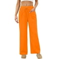 thumbnail image 2 of FRSASU Women's Soft Casual Pants Elastic Waist Drawstring Comfy Lounge Straight Leg Pajama Pants with Pockets Orange, 2 of 8