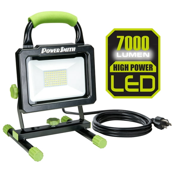 PowerSmith 7,000 Lumen Portable LED Work Light with Metal Stand and Housing, Sealed On/Off Switch, and 5 Year Warranty (PWLS070H)