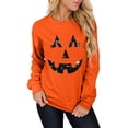 thumbnail image 1 of Chandails en Molleton Visage de Citrouille Halloween Femmes Mignon Chandail Graphique Citrouille Décontracté Manches Longues Automne, 1 of 5