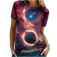 thumbnail image 5 of Penkiiy Galaxy Printed Shirt , Women's Print Graphic T Shirt Short Sleeve Summer T-Shirt Novelty Casual Tee L Multicolor, 5 of 6