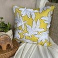 thumbnail image 4 of Chair Cushion Cover, 22x22 inch (55x55 cm) Pillow Cover, Yellow Pillow Cover, Ribbon Leaf Tropical Theme Throw Pillow Cover, Art Silk Square Throw Pillow Cover, Floral - White Leaves, 4 of 10