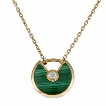 Pre-Owned Cartier Amulet Malachite Necklace 18K Diamond Women's CARTIER (Like New)