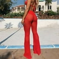thumbnail image 2 of Douhoow Women Beach Mesh Sheer Pants See Through Cover Up Wide Leg Bikini Trousers, 2 of 8