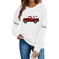 thumbnail image 6 of Womens Valentine Sweatshirt Oversized Love Truck Graphic with Buffalo Plaid Hearts Soft Fleece Pullover Romantic Gift White,Size XL, 6 of 6