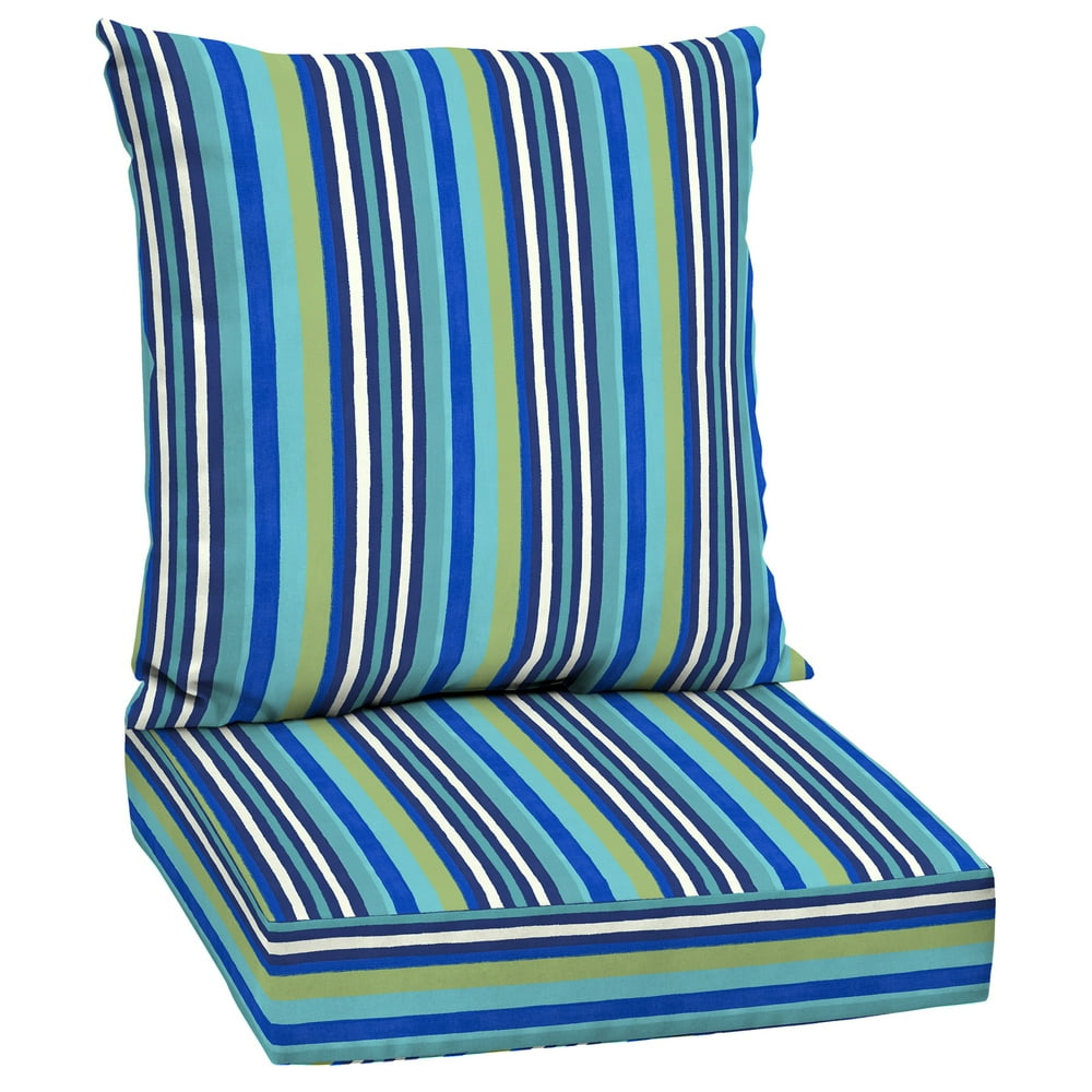 Mainstays Turquoise Stripe 48 x 24 in. Outdoor Deep Seat Cushion Set