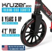 Folding Commuter Kick Scooter for Adults and Teens – Adjustable Handlebar – Big 200mm Wheels – Lightweight Durable Frame – Madd Gear Red Kruzer 200