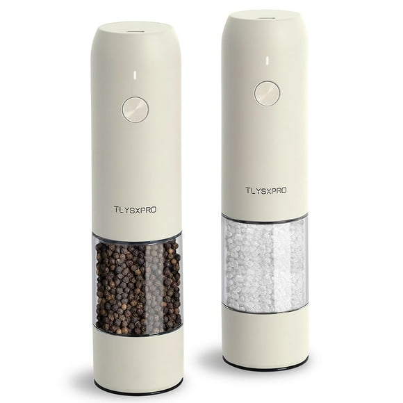 Electric Salt and Pepper Grinder Set, USB Rechargeable, Automatic Salt and Pepper Mill Grinder with Adjustable Coarseness, Electric Salt Shakers, LED Light, Ref