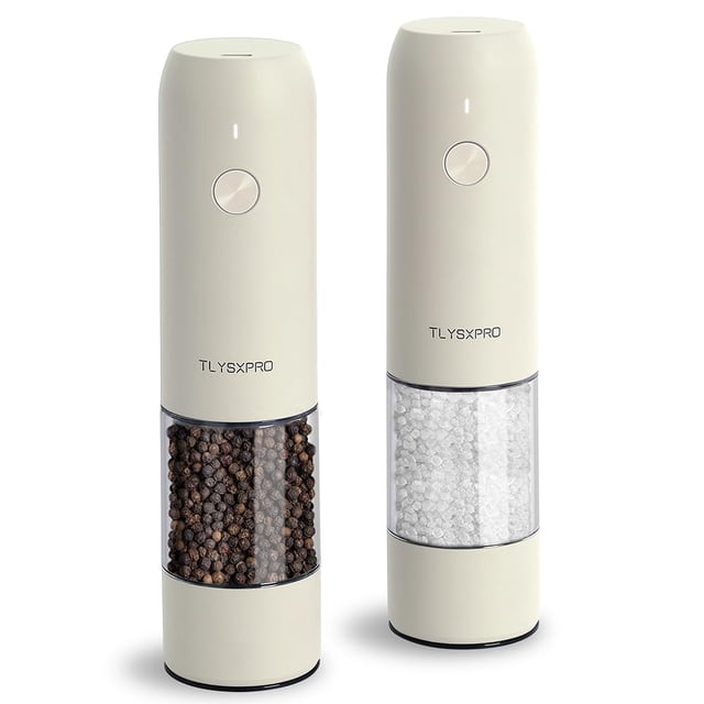 Electric Salt and Pepper Grinder Set, USB Rechargeable, Automatic Salt and Pepper Mill Grinder with Adjustable Coarseness, Electric Salt Shakers, LED Light, Ref