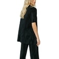 thumbnail image 4 of Liacowi  Women 2 Pcs Outfits Pants Set Button Down Loose Short Sleeve Blouses Shirt Top High Waisted Split Pants Summer Beachwear, 4 of 5