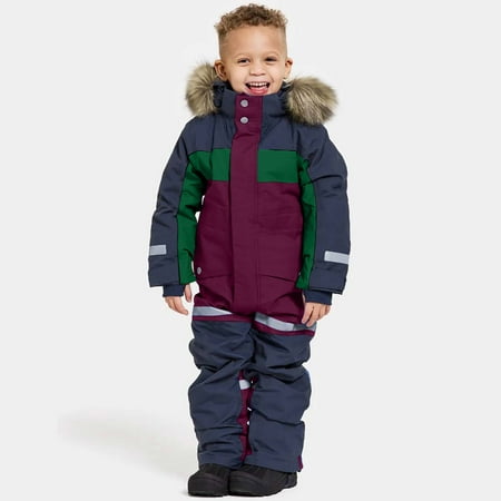 Kids Snow Suit Boys Ski Suits Jackets Coats Girls Waterproof Windproof Overalls Jumpsuits Warm Padded Snowsuits Snowboarding Outdoor Winter Thicken Snow Clothes Purple Size 10-11 Year 140
