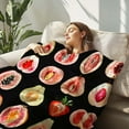thumbnail image 2 of Fruit Blanket Throw Gift for Men Women, Funny Novelty Sliced Strawberry Avocado Pear Peach Blanket Throw for Couch Sofa, 60x80 inches, Soft Flannel, Washable, No-Pilling, 2 of 6
