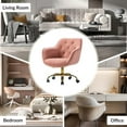 thumbnail image 6 of Tina's Home Velvet Tufted Office Chair Upholstered Swivel Modern Adjustable Armchair Metal Base Home Bedroom Pink, 6 of 7