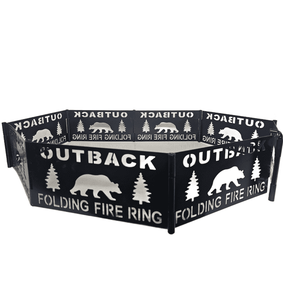 Outback Brand 36" x 6" Portable Folding Fire Ring, Steel Foldable Fire Ring, North Woods, Black