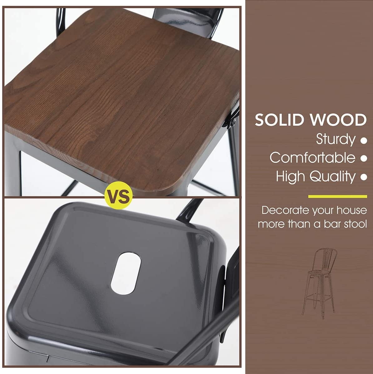 Home Bar Furniture Barstools Marko Furniture Set of 4 Steel Metal