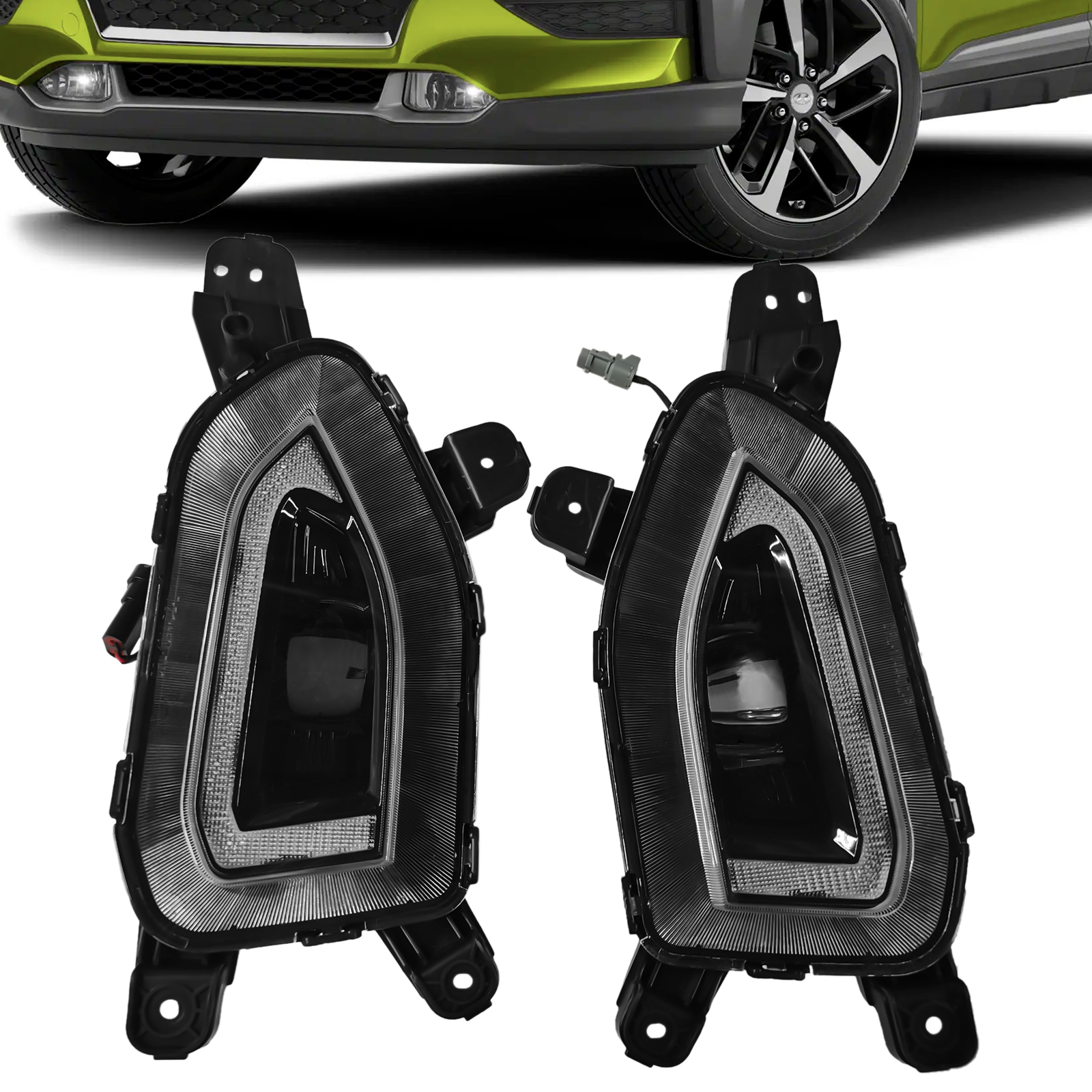 YIYIBYUS Fits 20182021 Hyundai Kona Fog Lamps Bumper LED DRL Daytime