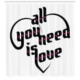 thumbnail image 3 of All You Need Is Love Shower Curtain, Typography Design with Little Pink Hearts, Fabric Bathroom Set with Hooks, 69W X 70L Inches, Charcoal Grey Hot Pink White, by Ambesonne, 3 of 3