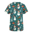 thumbnail image 4 of Holiday Gifts! Titcea Christmas Scrub Tops for Women Stretchy V Neck Short Sleeve Cute Xmas Printed Nurse Holiday Working Uniforms, 4 of 5