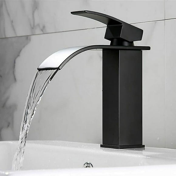 Waterfall Black Basin Faucet Waterfall Black Basin Faucet with Height Spout Black Waterfall Bathroom Faucet Black Stainless Steel Bathroom Faucet,1.3k